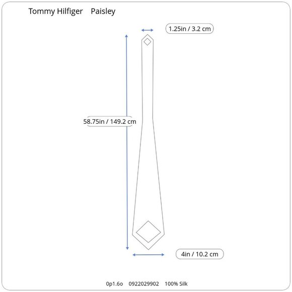 Tommy Hilfiger Red Paisley Geometric Classic Silk Tie Necktie - Picture 9 of 9